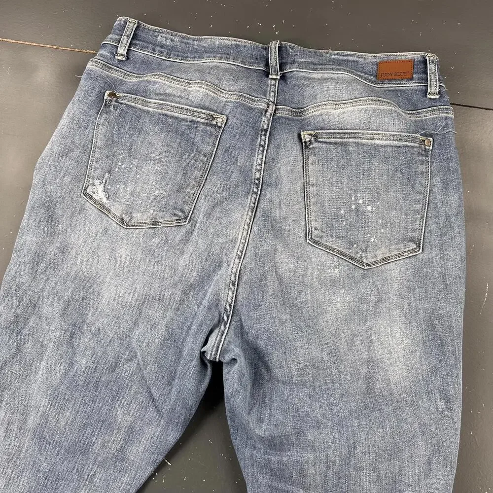 Judy Blue Jeans 36x28 Blue Distressed Skinny Fit Cropped Hi Rise Mom (18W) - Picture 8 of 8